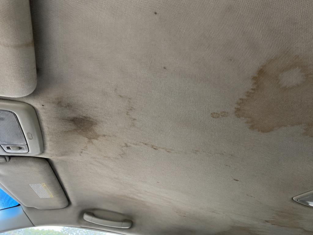 Car headliner before Headliner Cleaning