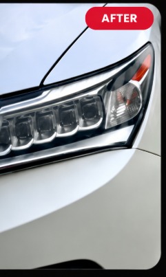 White SUV headlight after Headlight Restoration