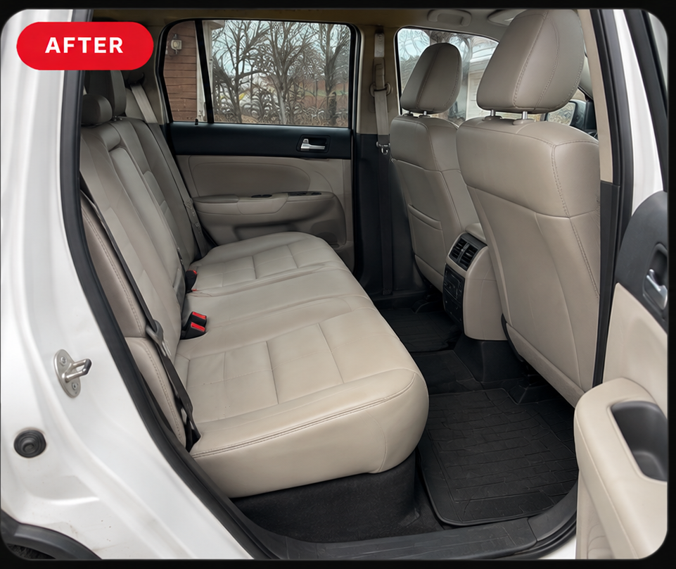 SUV rear cabin seats before and after deep clean after detailing