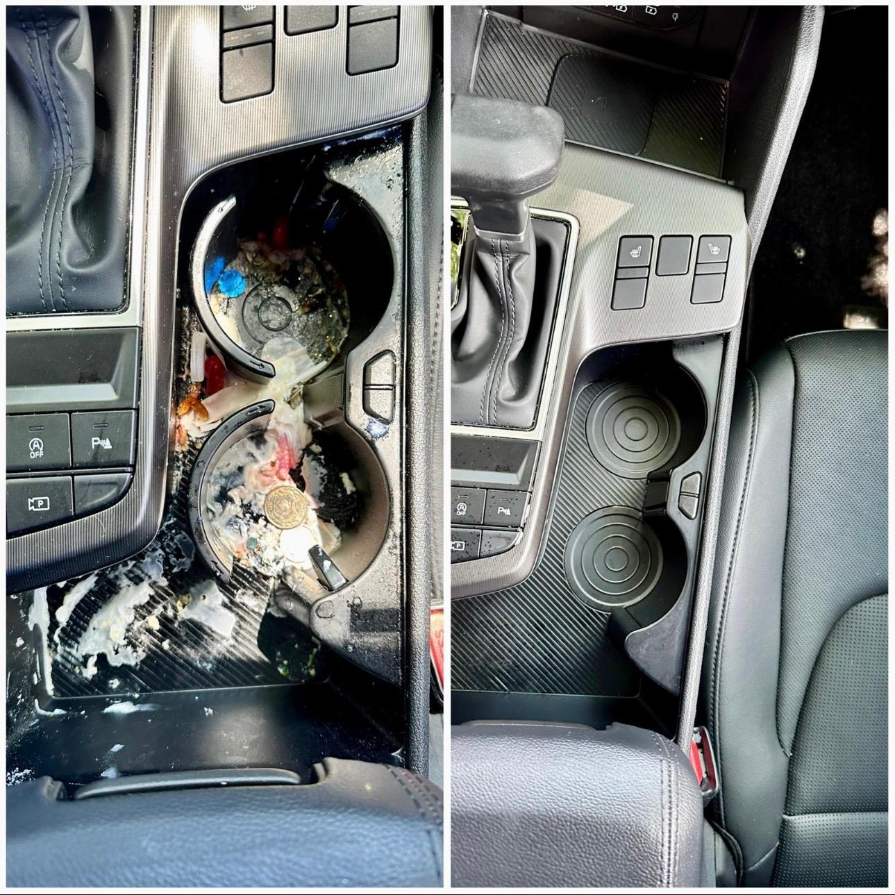 Center console Interior Detail result after detailing
