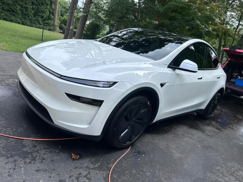 Detailed white Tesla SUV
